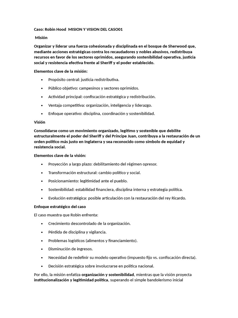 Vision y Mision Robin Hood | PDF