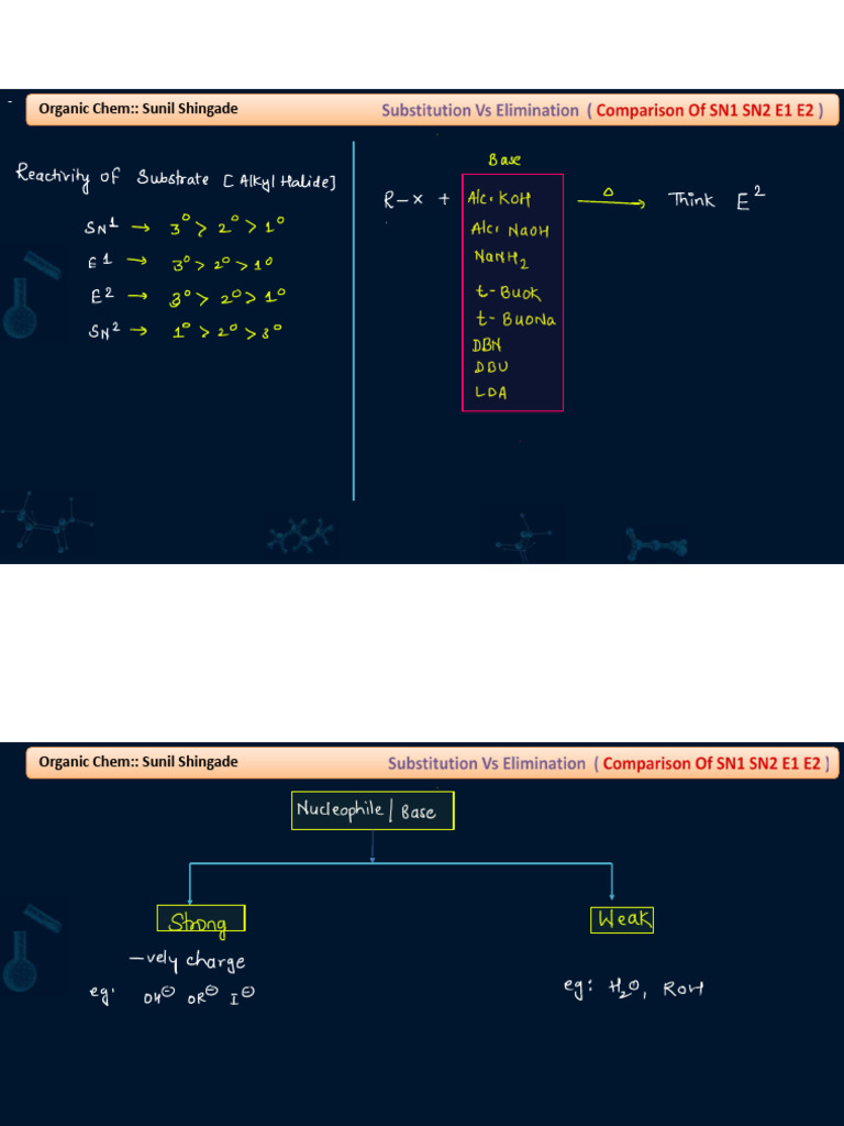 Sn1 Sn2 E1 E2 Substitution Vs Elimination - 001 - 001 | PDF
