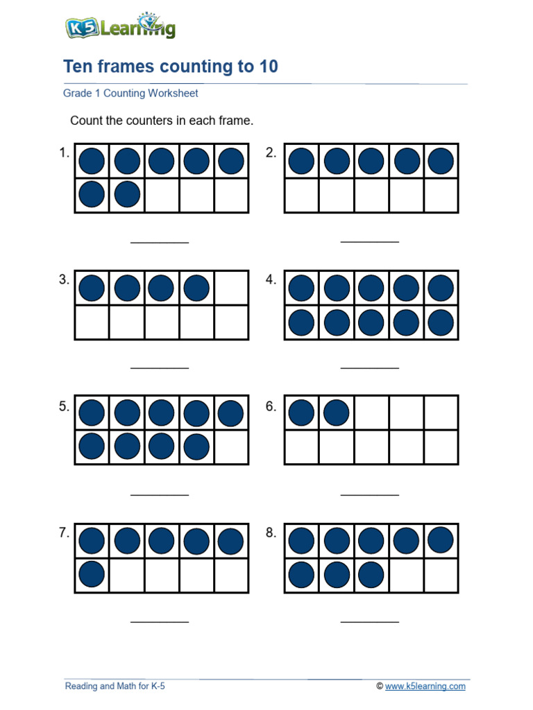 Grade 1 Ten Frames Counting B | PDF