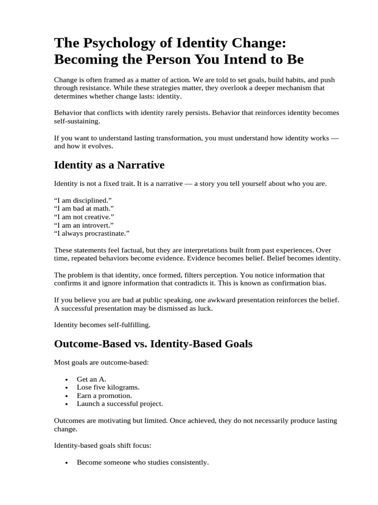 The Psychology of Identity Change | PDF | Identity (Social Science ...