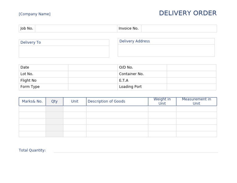 Simple Delivery Order Template | PDF