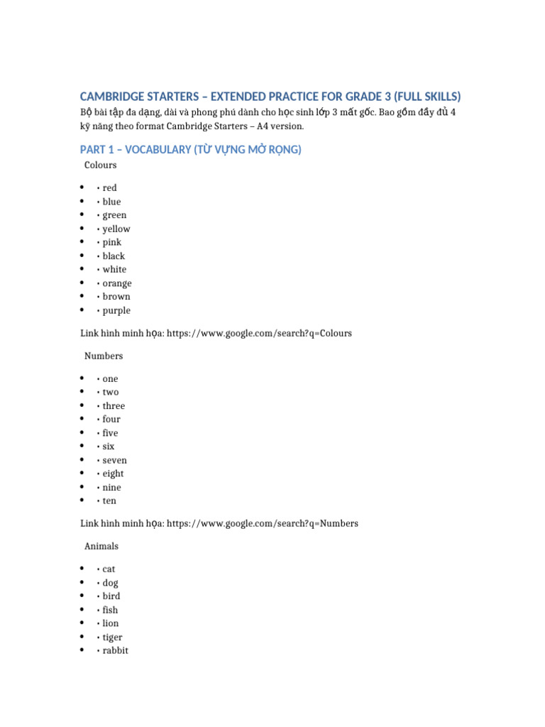 Starters Extended Practice Grade3 Full | PDF