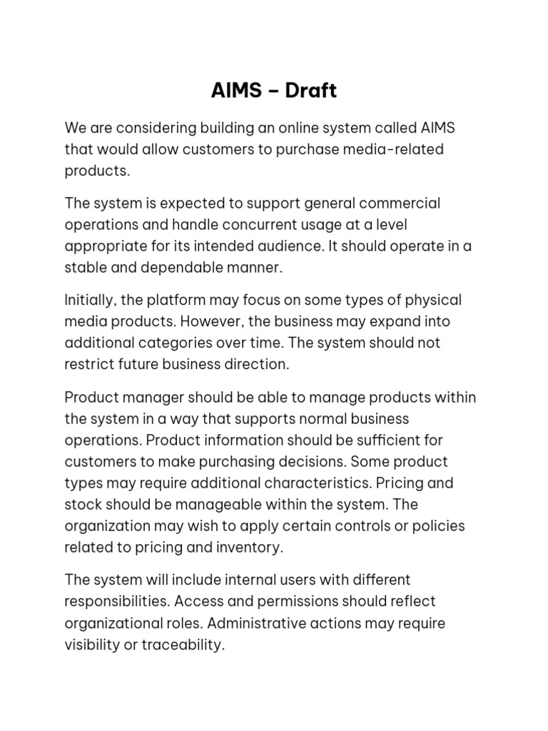 Aims - Draft | PDF