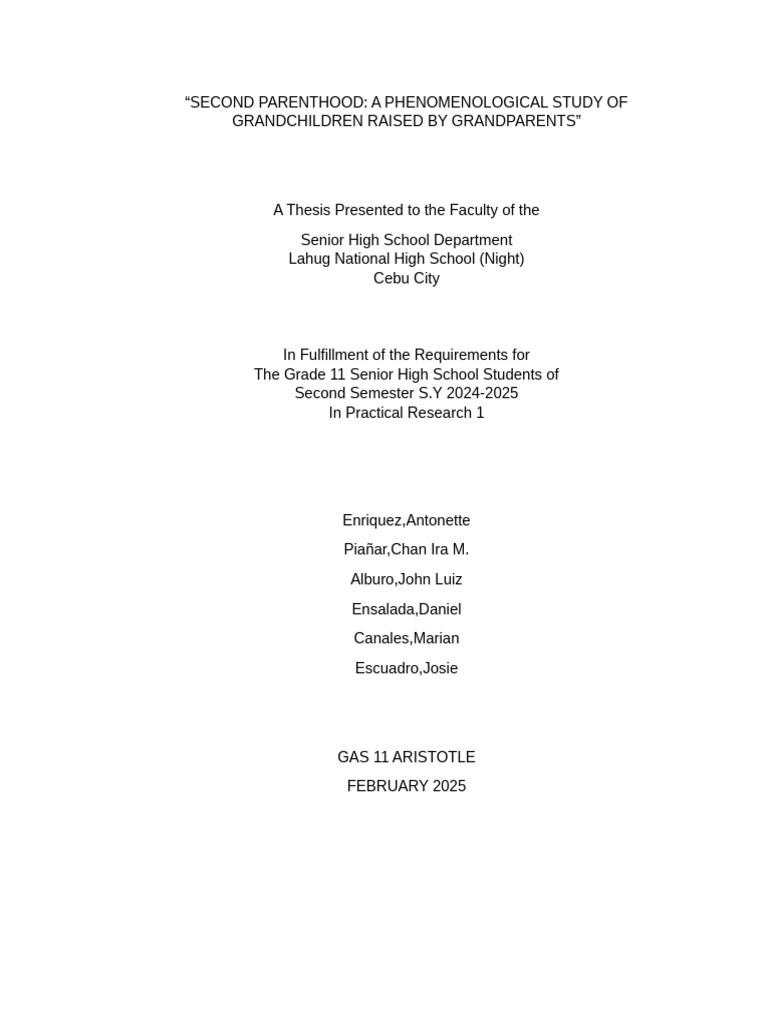PR Chapter 1 Chap 1 Research Full 11 Aristotle | PDF | Grandparent ...