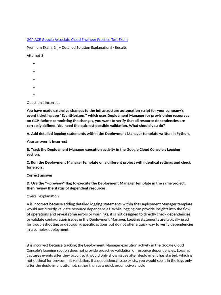 GCP ACE Google Associate Cloud Engineer Practice Test Exam Set 3 | PDF ...