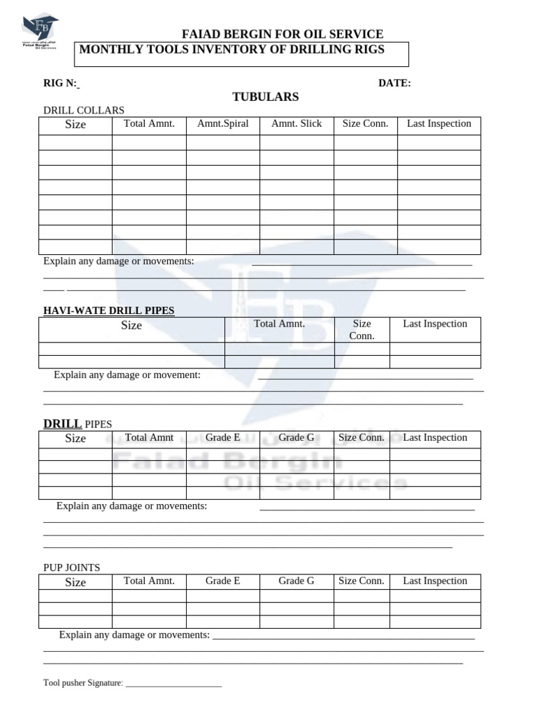 Monthly Tools Inventory | PDF