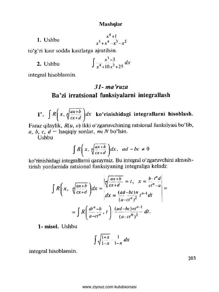 Aniq Integral. Darbu Yig'Indilari | PDF