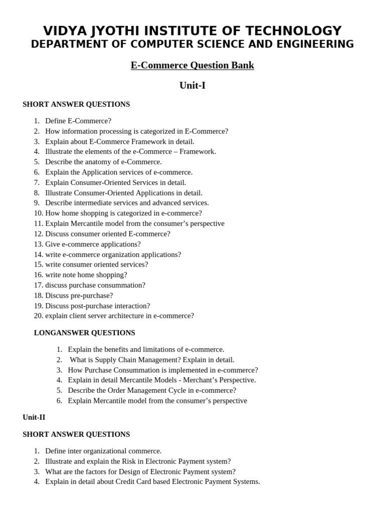 E-Commerce Question Bank1 | PDF | E Commerce | Electronic Data Interchange