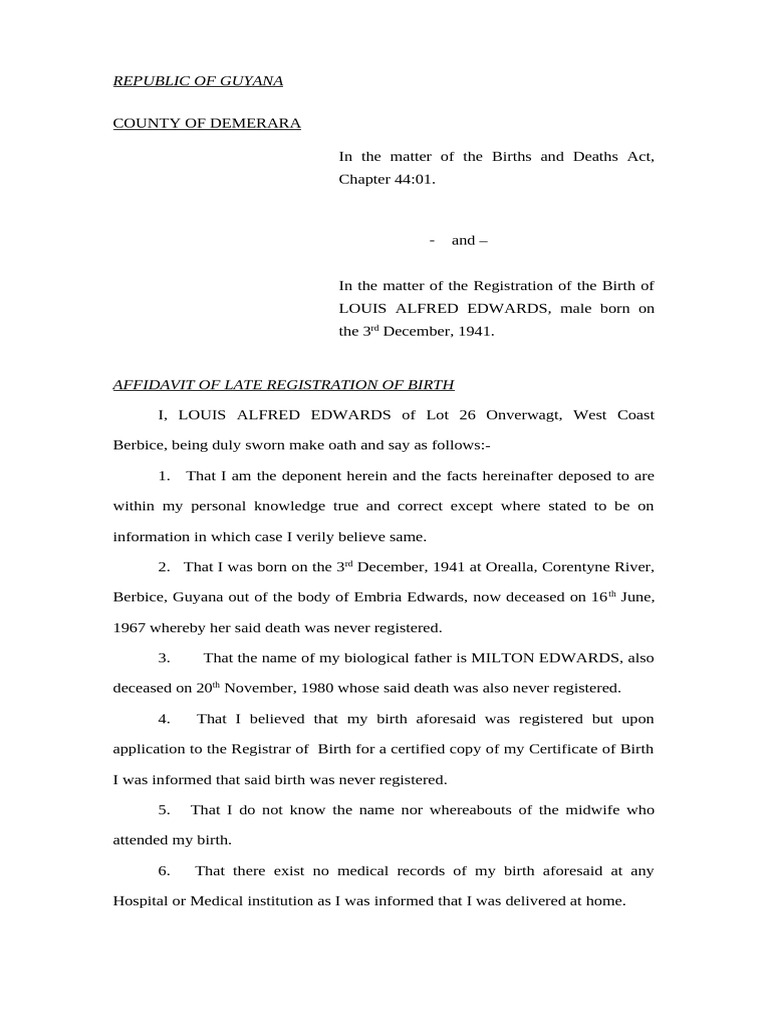 Affidavit of Late Registration | PDF | Affidavit | Chess
