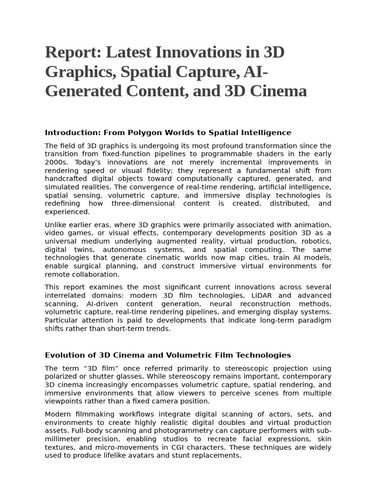 Report - 3D Graphics | PDF | Rendering (Computer Graphics) | 3 D Modeling