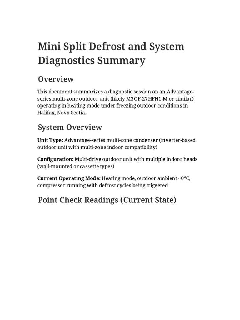 Mini Split Defrost Diagnostics Summary | PDF | Air Conditioning | Frost