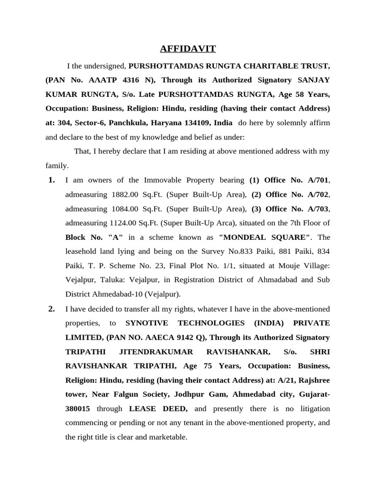 A 701 702 703 Mondeal Square Ashant Affidavit | PDF