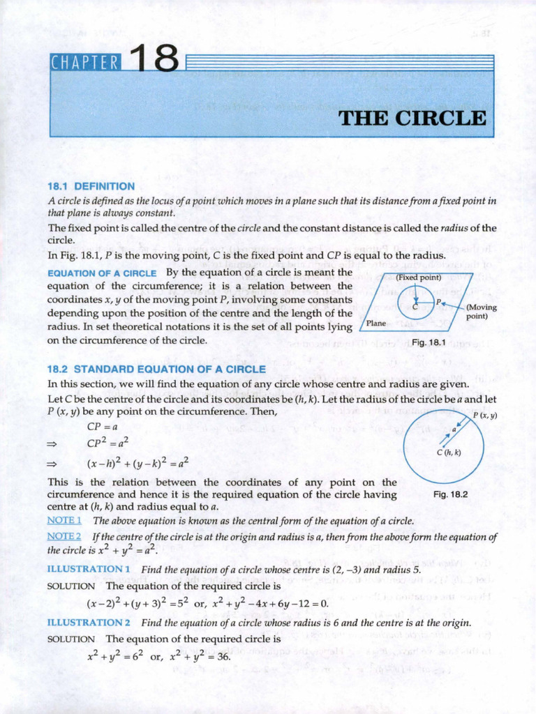 11 Maths Rds Sub Ch018 The Circle | PDF | Circle | Cartesian Coordinate ...
