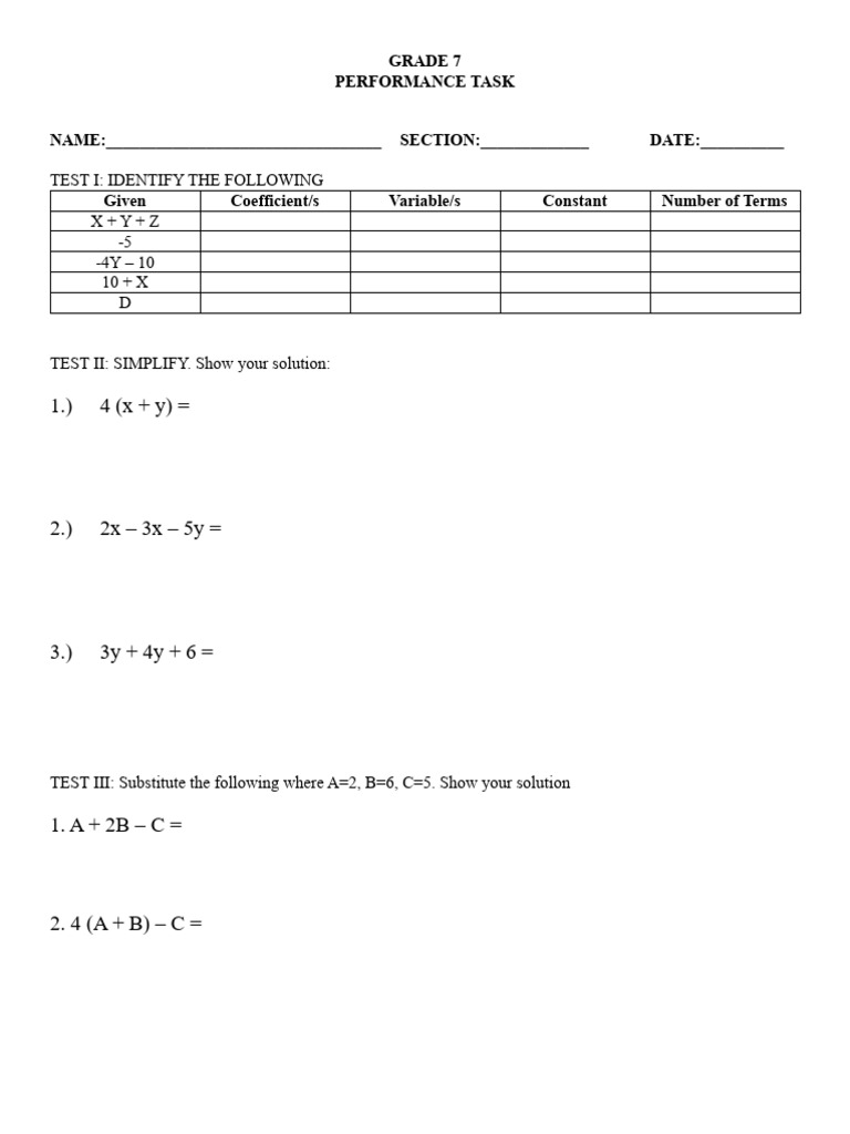 Grade 7 Performance Task | PDF