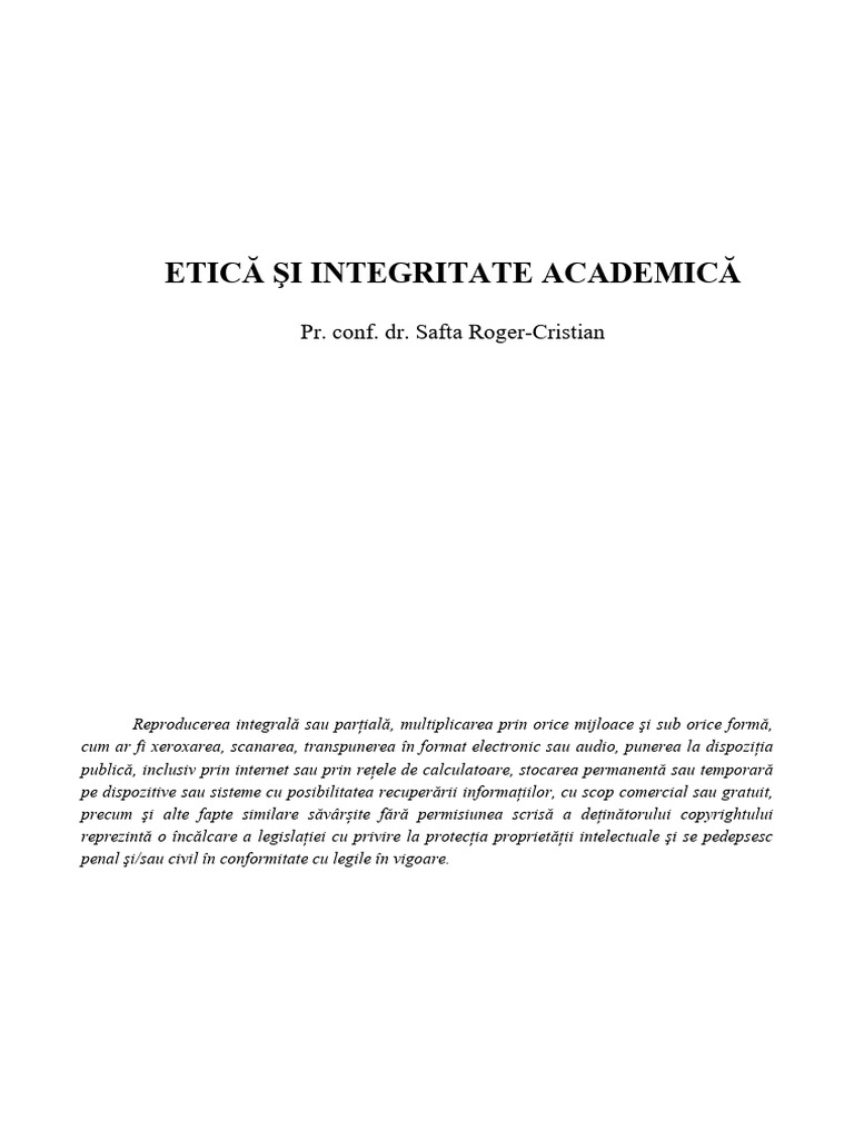 Etica Si Integritate Academica | PDF
