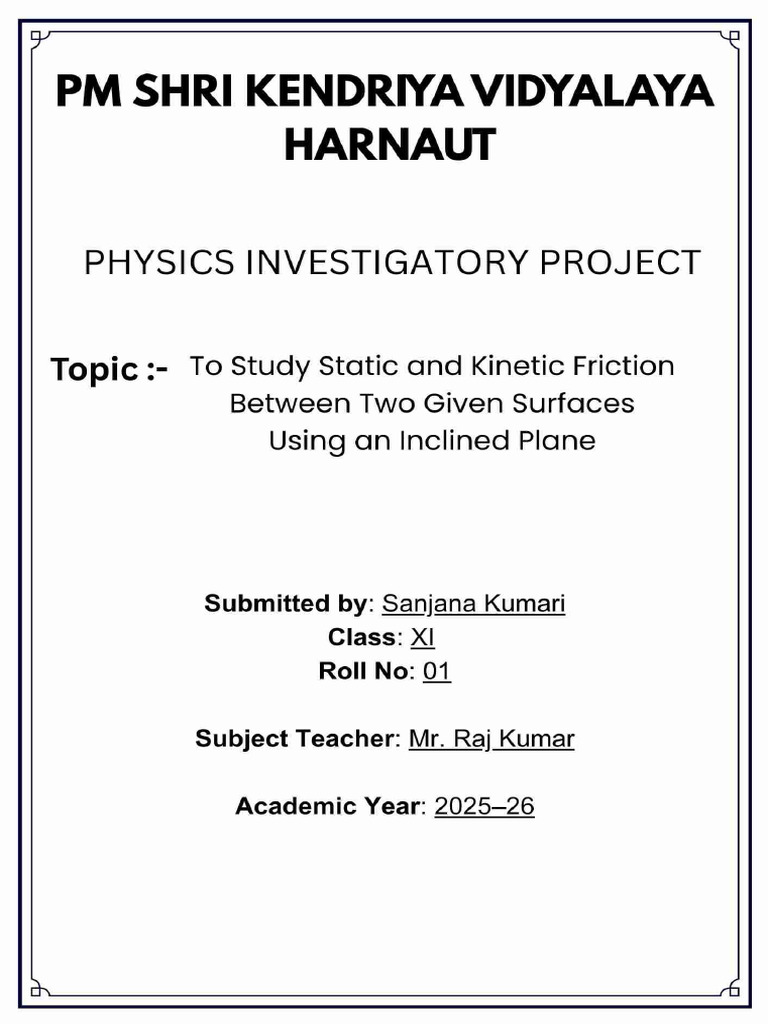 Physics Investigatory Project | PDF