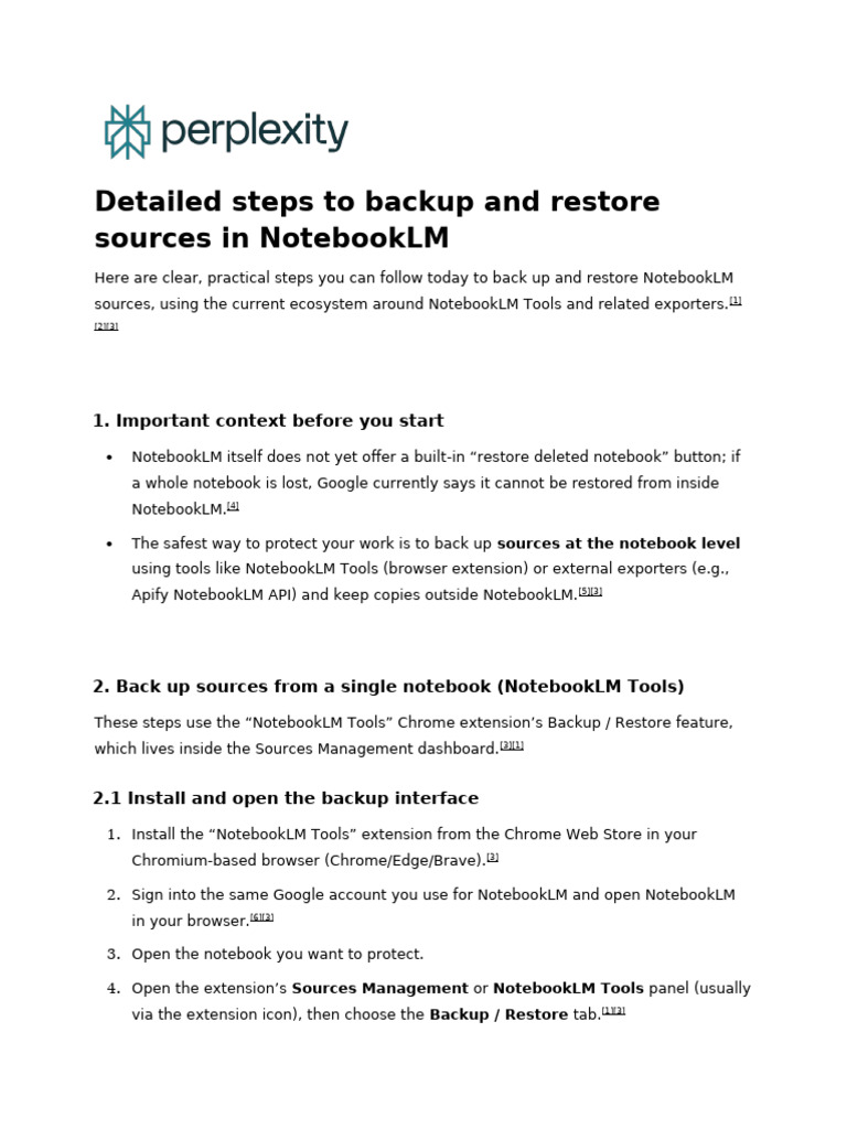 Detailed Steps To Backup and Restore Sources in No | PDF | Computer ...