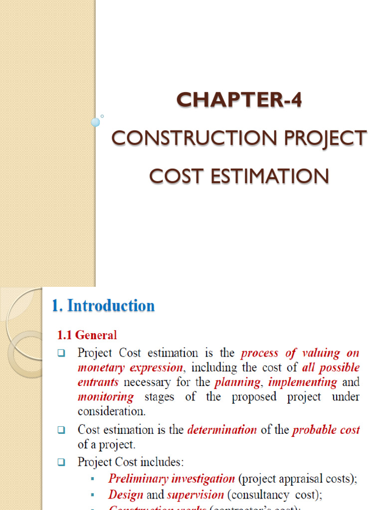 Chapter - 4. Construction Project Cost Estimation | PDF | Concrete ...