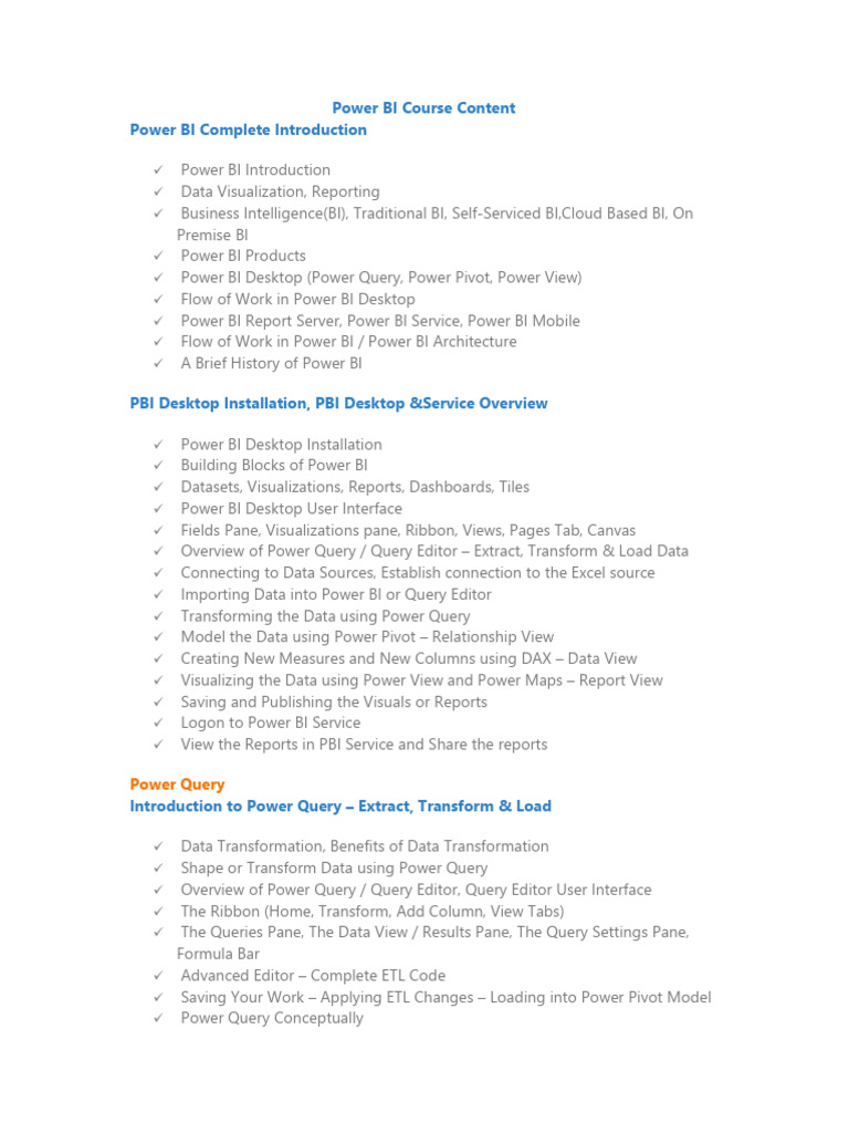 Power BI Course Curriculum | PDF | Mobile App | Information Technology