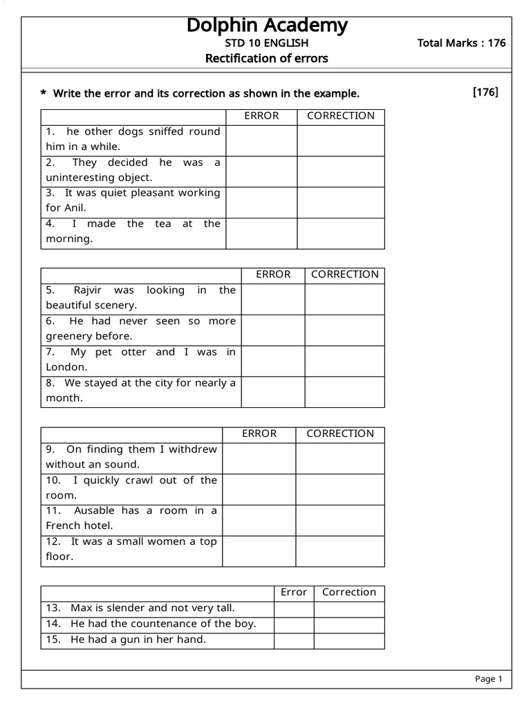 Error Worksheet | PDF