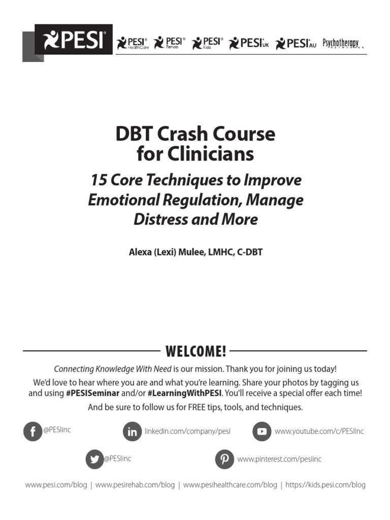Manual DBT Crash Clinicians | PDF | Dialectical Behavior Therapy ...