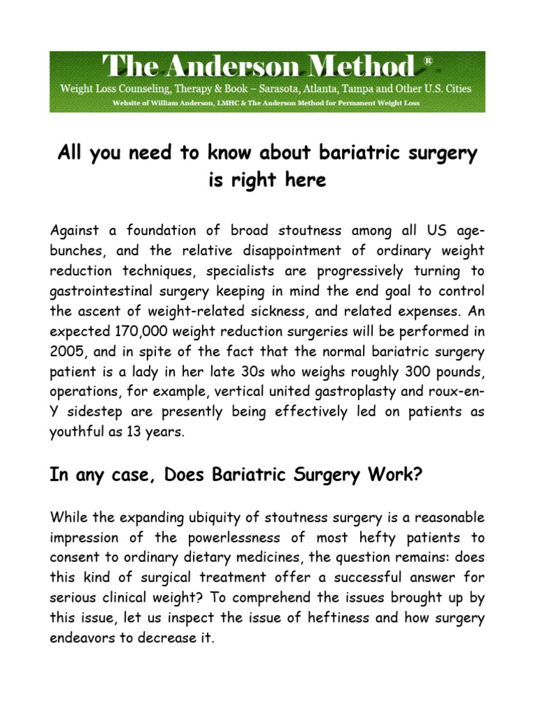 Bariatric Surgery Sarasota | PDF | Bariatric Surgery | Body Mass Index
