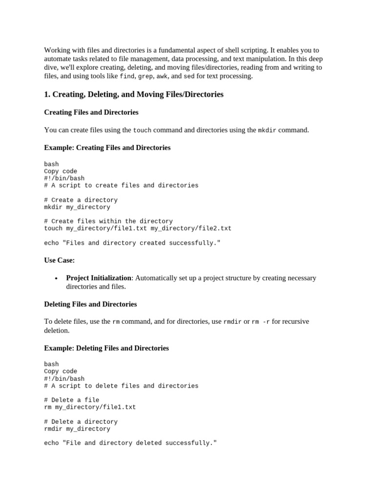 Working With Files and Directories | PDF | Computer File | Unix Software