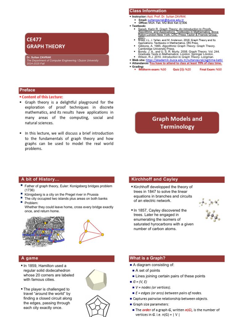 CE477 Graph Theory: Graph Models and Terminology | PDF | Vertex (Graph ...