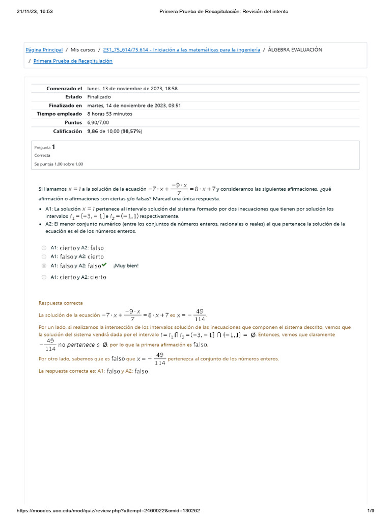 00 Primera Prueba de Recapitulación - Revisión Del Intento | PDF ...