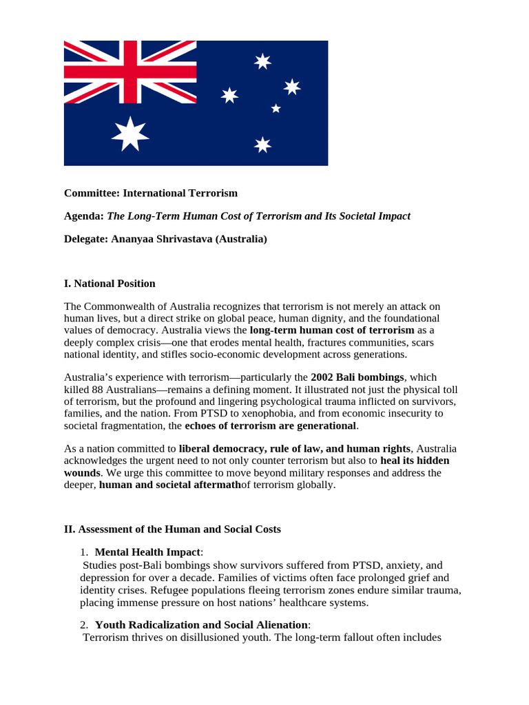 Position Paper of Australia 2 | PDF | Psychological Trauma | Islamophobia
