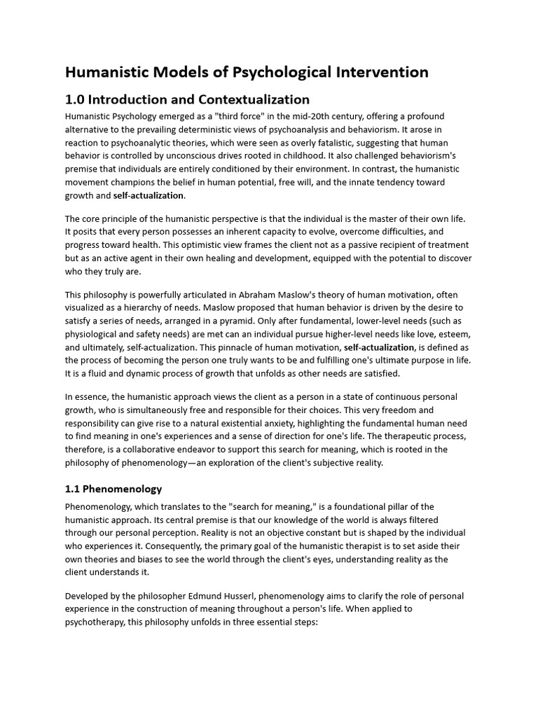 Humanistic Models of Psychological Intervention | PDF | Humanistic ...