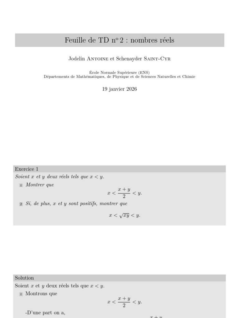 TD ENS Analyse 2 Presentation | PDF | Arithmétique | Logique mathématique