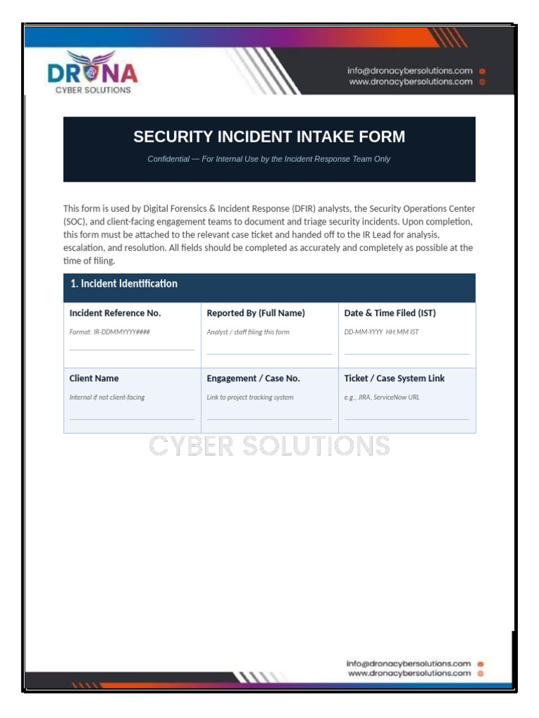 Security Incident Intake Form | PDF | Denial Of Service Attack | Phishing