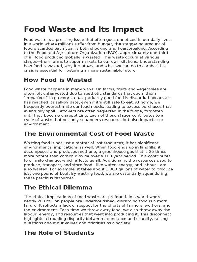 Food Waste and Its Impact | PDF | Waste | Natural Environment