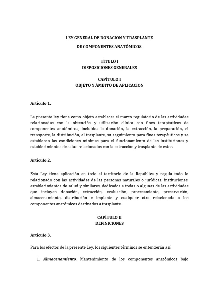 Anteproyecto de Ley General de Donacion y Trasplante 26-07-17 3 | PDF ...