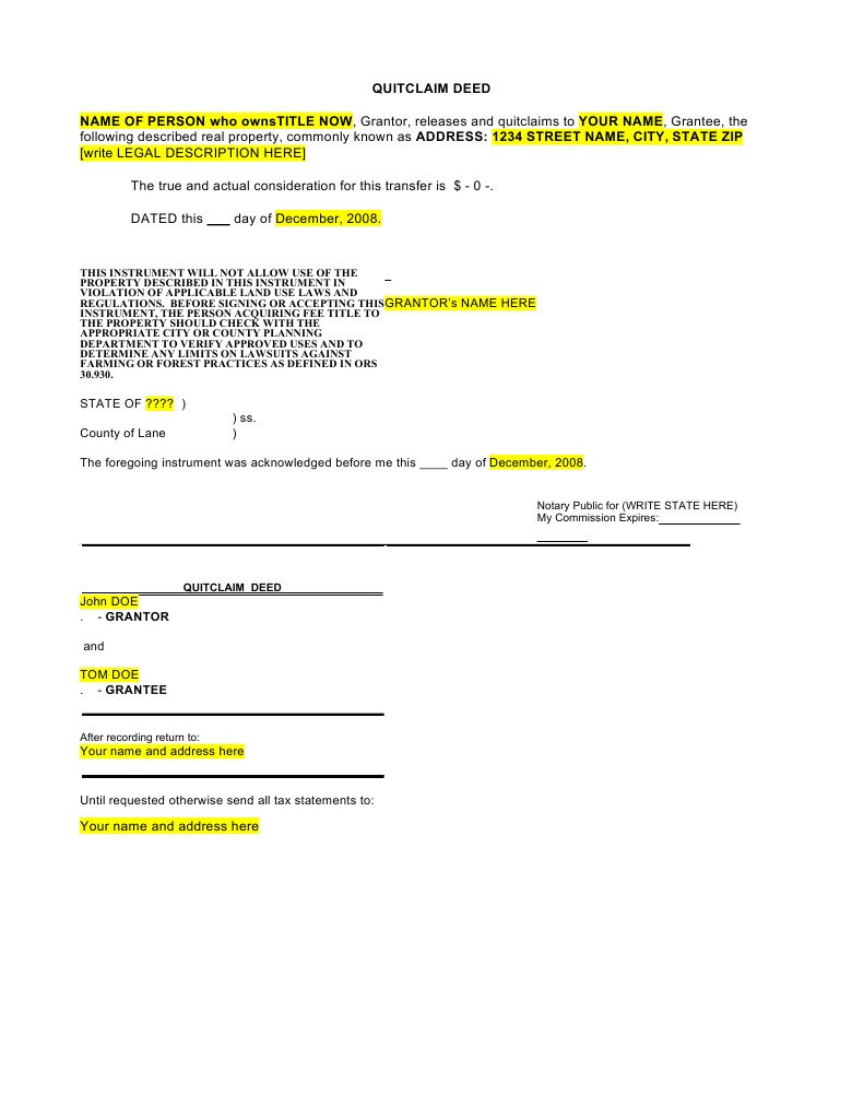Quitclaim Form | PDF