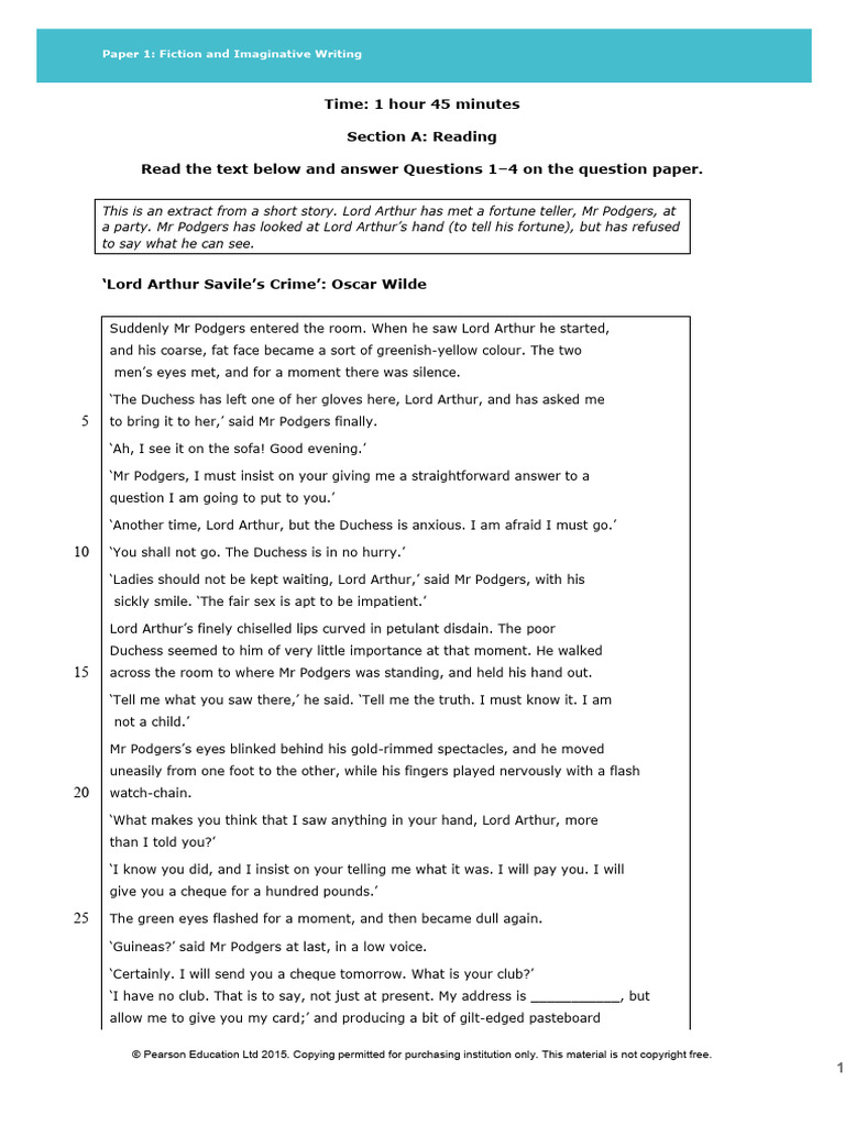 Example Exam Paper For Lesson 4 | PDF
