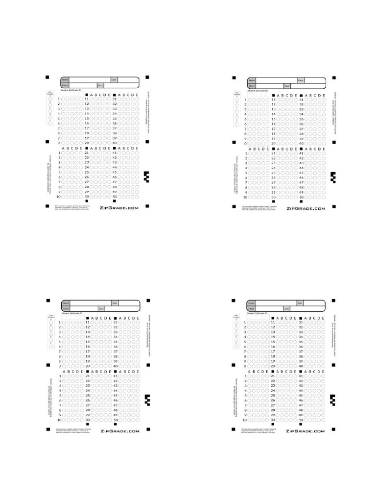 Zipgrade 50 Items | PDF