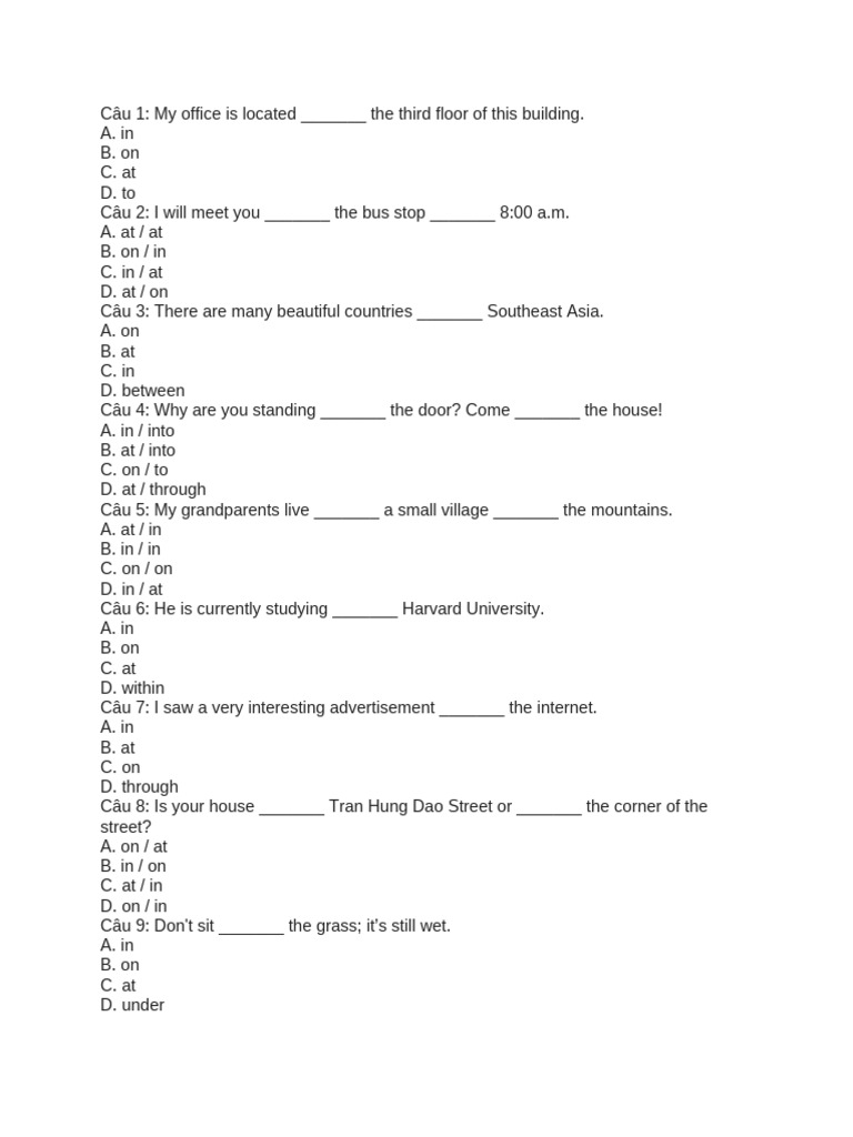 Prepositions 1 | PDF