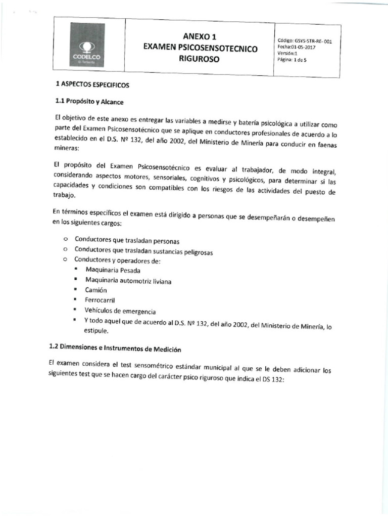 ANEXO 1 Psicosensotecnico Riguroso | PDF