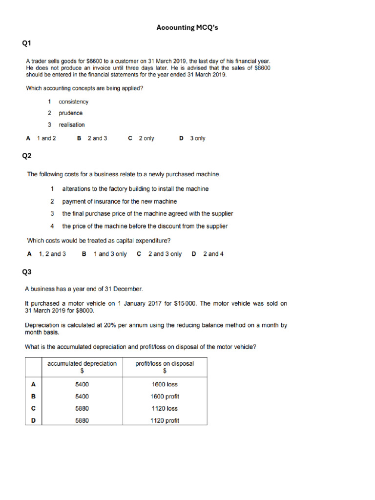 Accounting MCQ's 1 | PDF