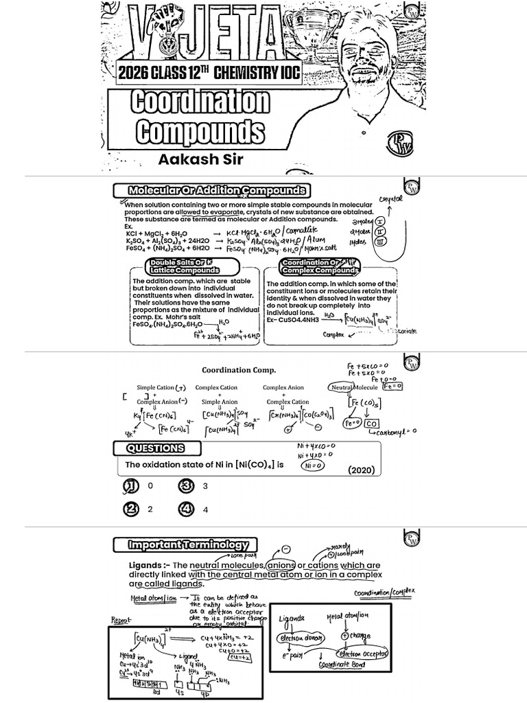 Coordination Compounds Class Notes - Processed | PDF
