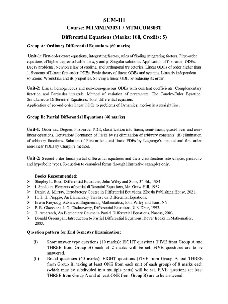 Sem3 Math Syllabus | PDF