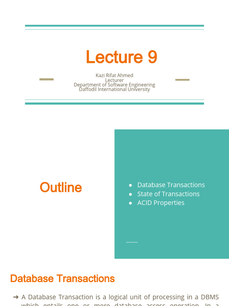 Lecture 8 - Transactions | PDF | Database Transaction | Acid