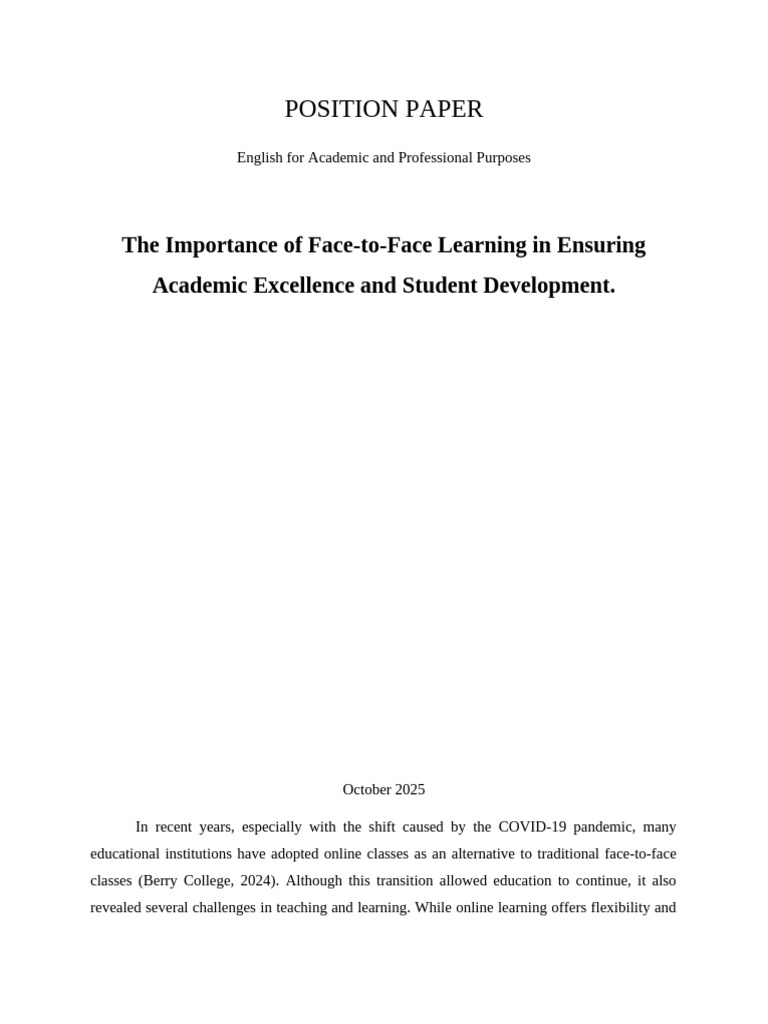 Position Paper 1 | PDF | Educational Technology | Learning
