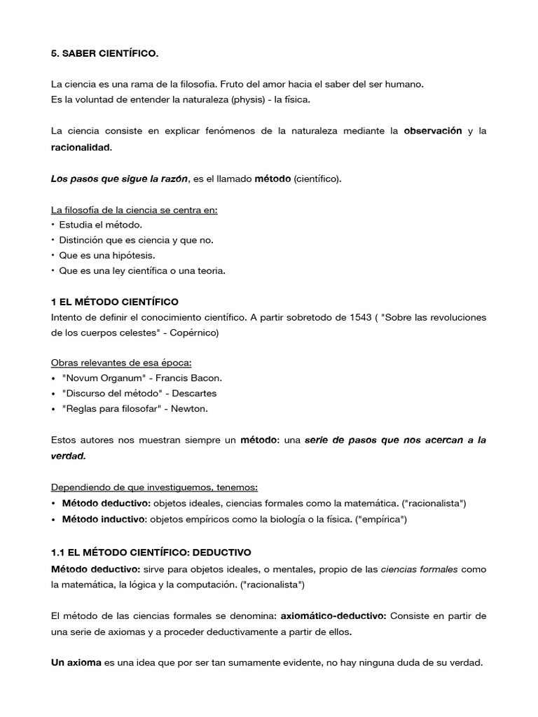 Apunts Filosofia Tema 5 | PDF | Método científico | Razonamiento inductivo