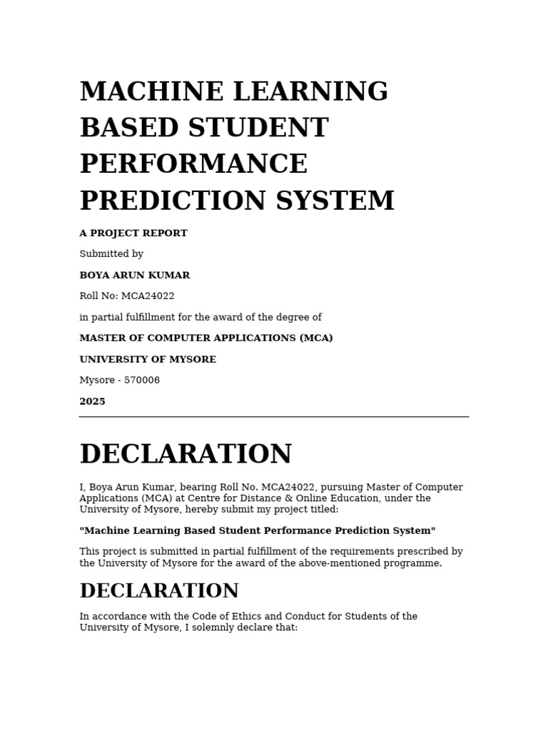 ML Student Performance Prediction | PDF | Machine Learning | Prediction