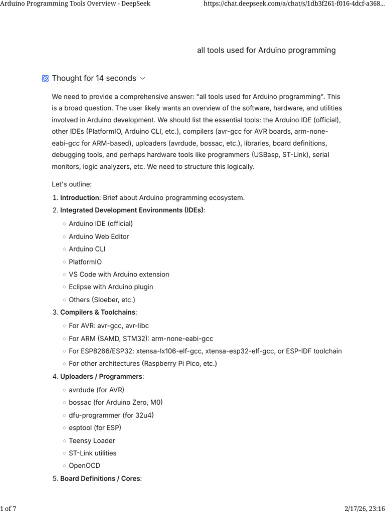 Arduino Programming Tools Overview - DeepSeek | PDF | Arduino ...