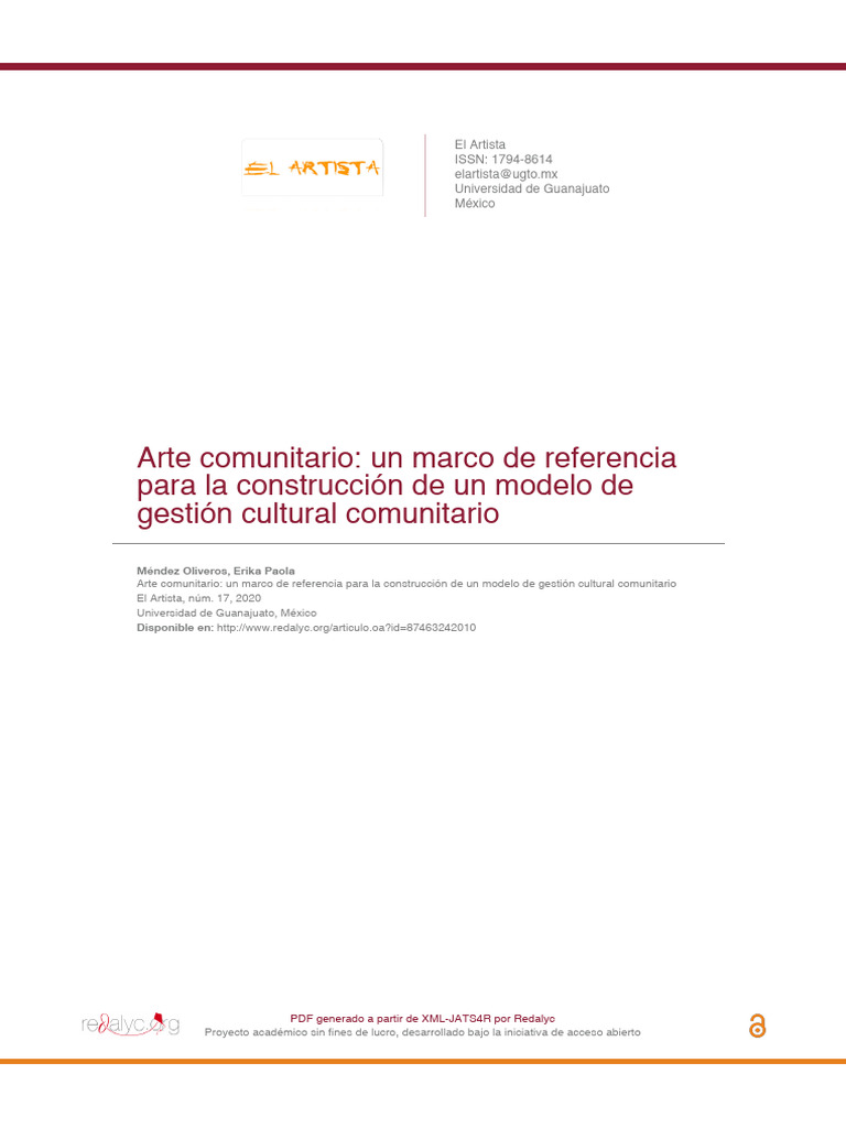 Arte Comunitario - Un Marco de Referencia para La Construcción de Un ...