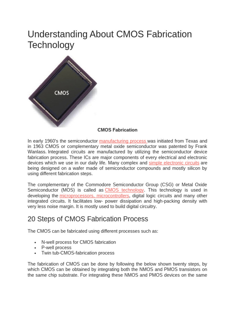 Understanding About CMOS Fabrication Technology | PDF | Cmos ...
